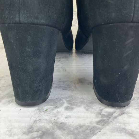 Blondo Tiana Black Leather Ankle Block Heel Ankle Zipper Zip Boots Booties - Picture 10 of 14